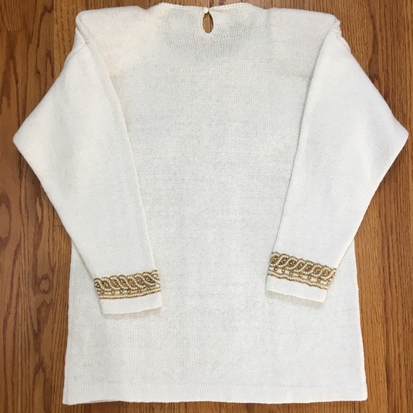 Victoria Harbour vintage 80s off white pear embroidery trim oversized sweater - Picture 16 of 16